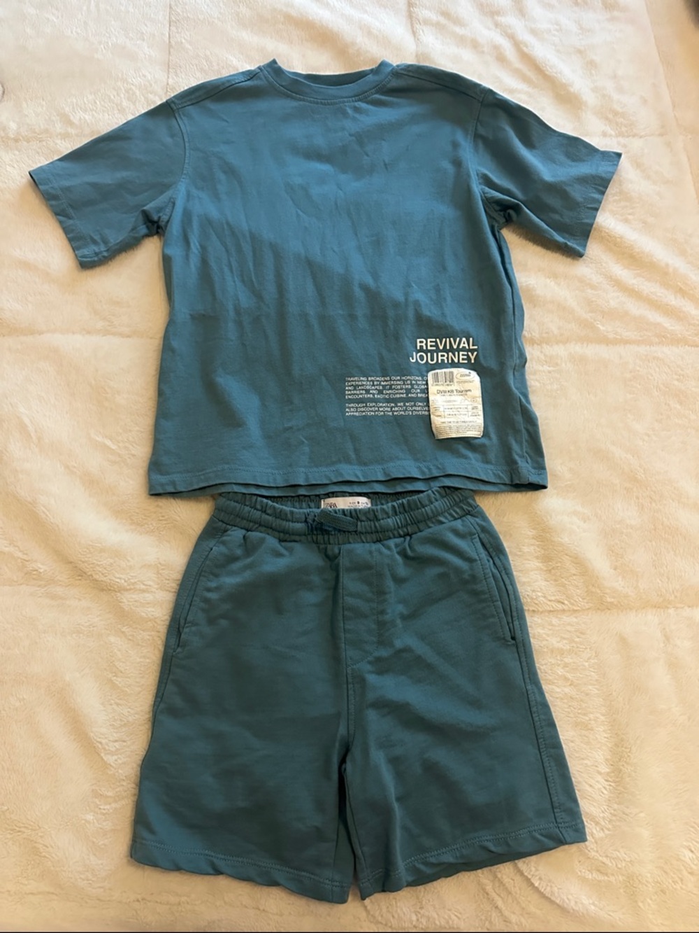 Zara Revival Journey Teal Tee & Shorts Set